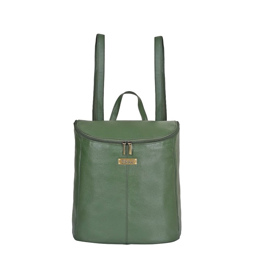 Genuine Leather Green Backpack for Women – Designer Shoulder Bag